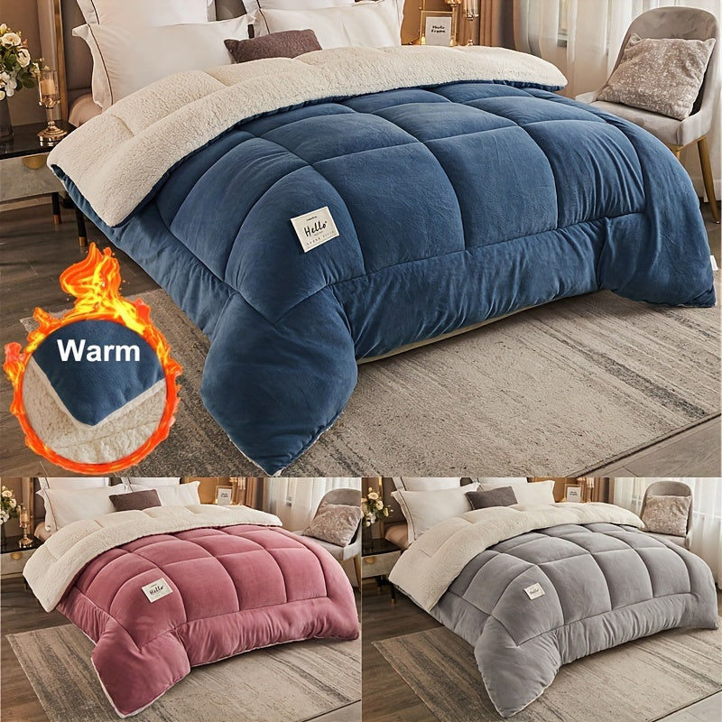Three-Layer Warm Comforter for Autumn and Winter Queen Size Gray