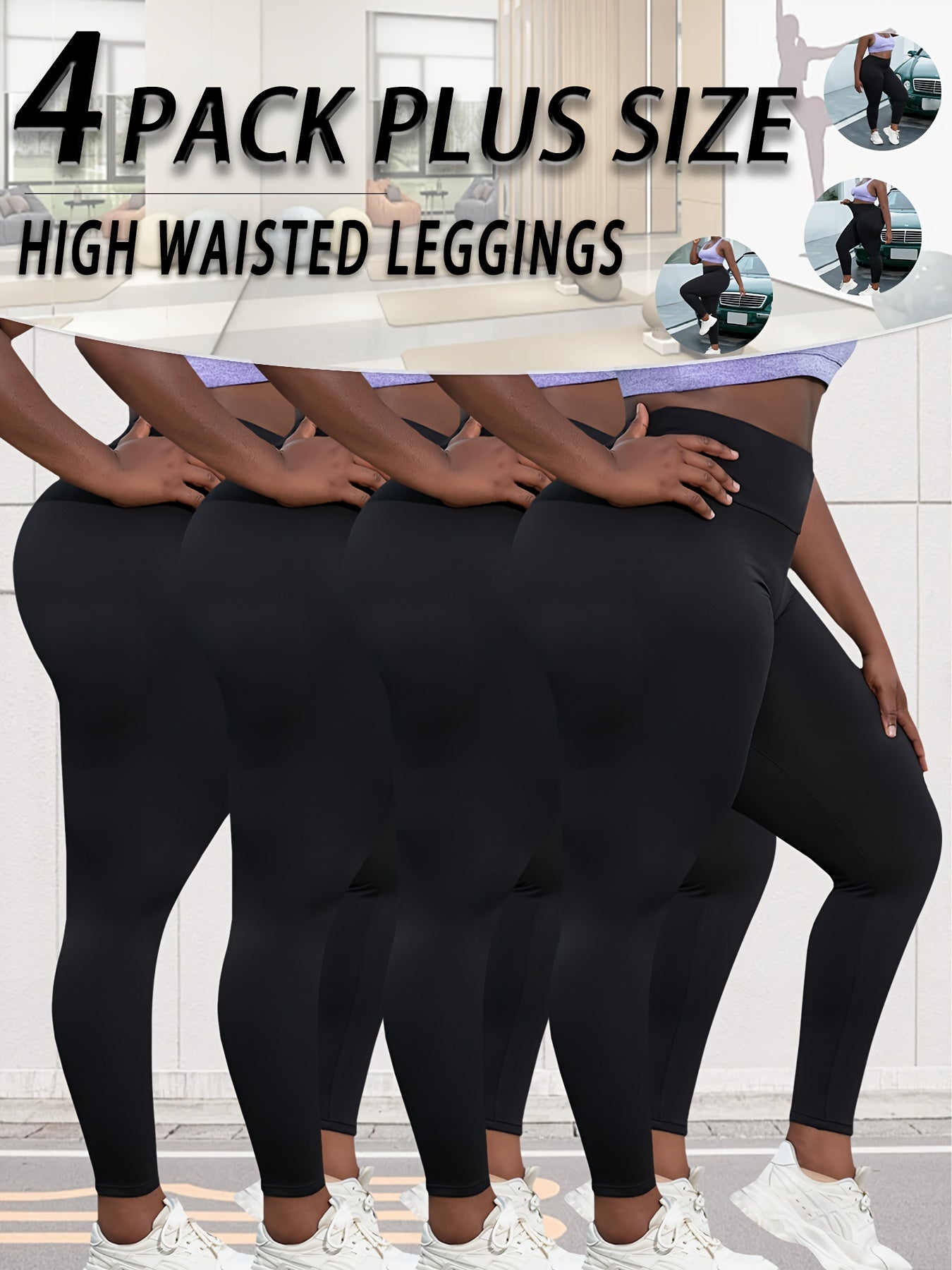 Plus Size High-Waisted Leggings for Women Soft Tummy Control Yoga Running