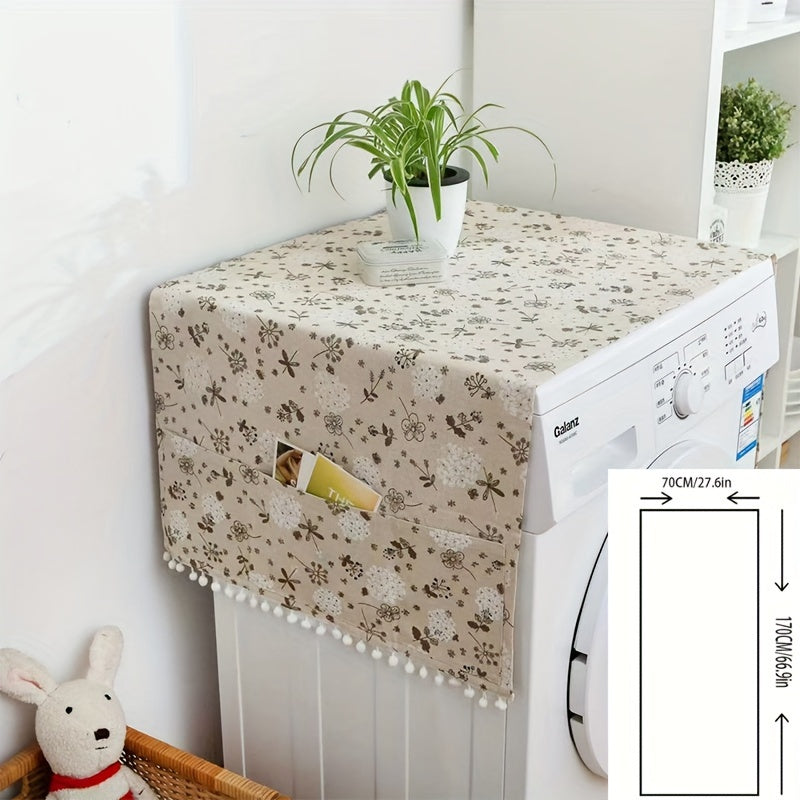 Gray Polyester Geometric Appliance Cover for Refrigerator and Washing Machine Dustproof
