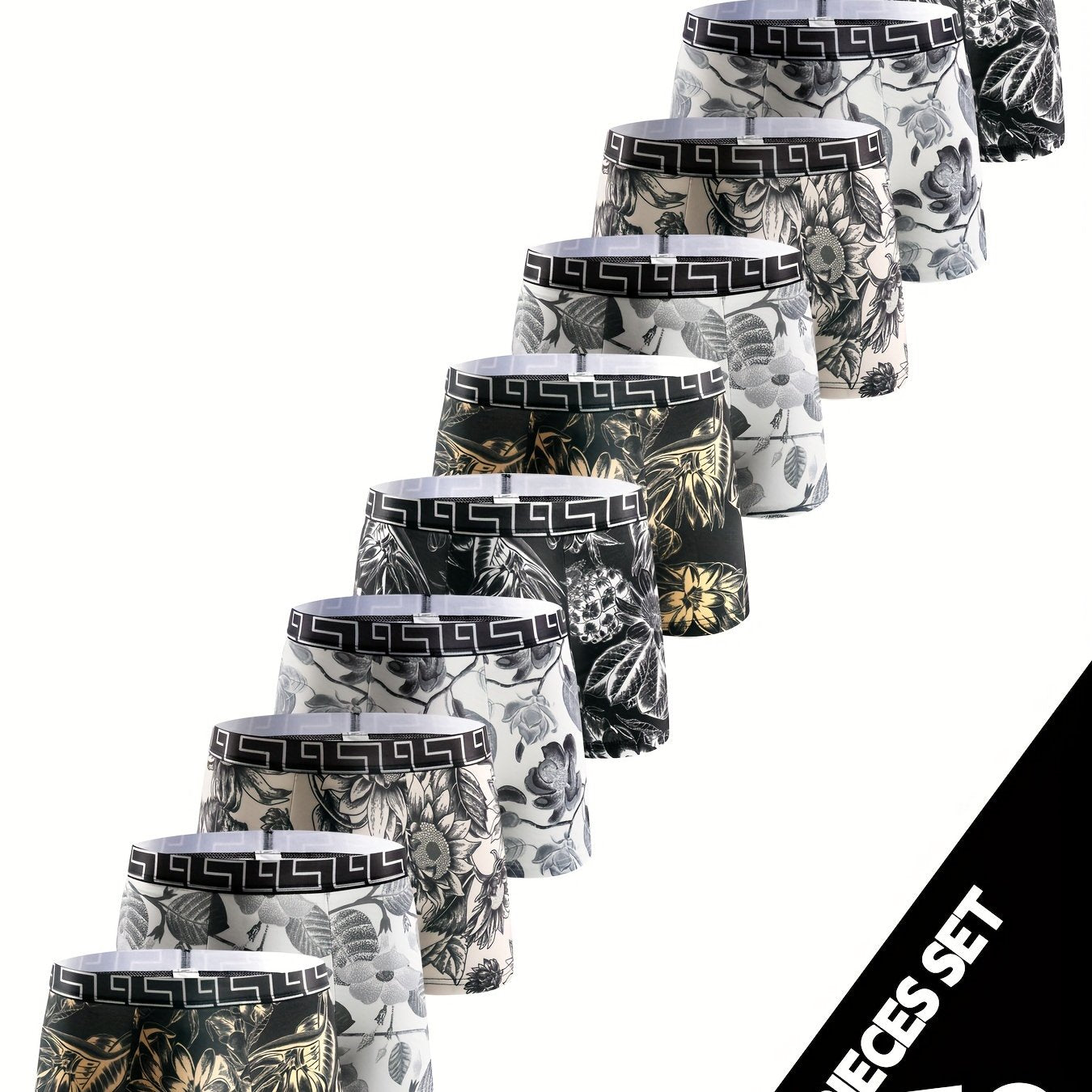 Men's Boxer Briefs 10-Pack Geometric Knit Polyester Elastane Medium Stretch