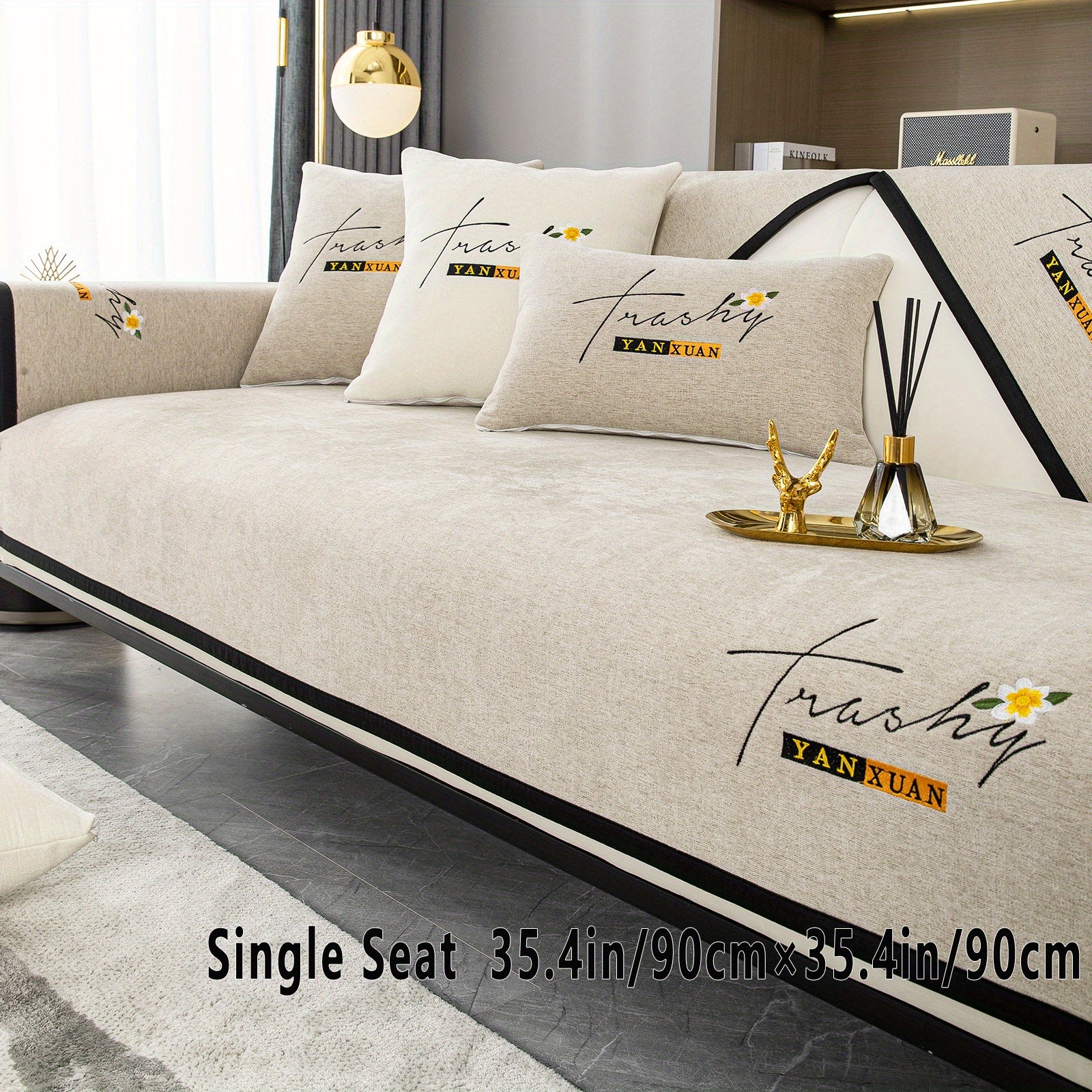 Chenille Sofa Slipcover All Seasons Protects Furniture and Enhances Home Decor