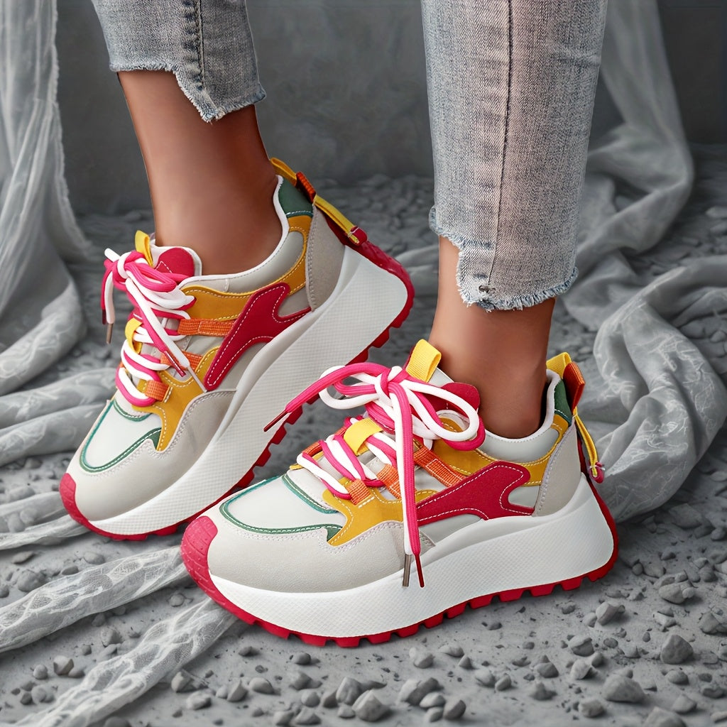 Zapatillas altas para mujer con cordones coloridos suela antideslizante para todas las estaciones