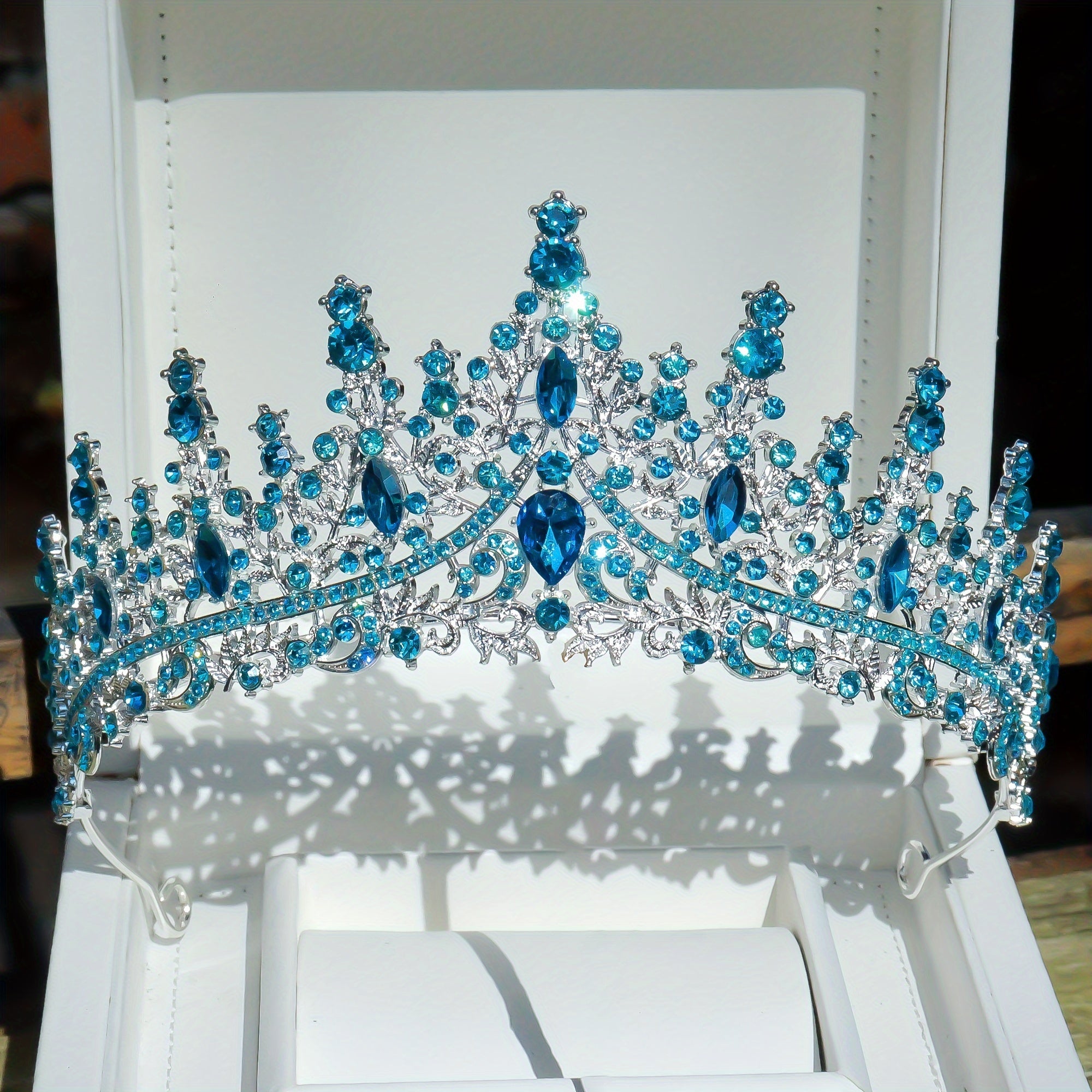 Bohemian Leaf Print Bridal Tiara with Rhinestones Alloy Wedding Hair Accessory