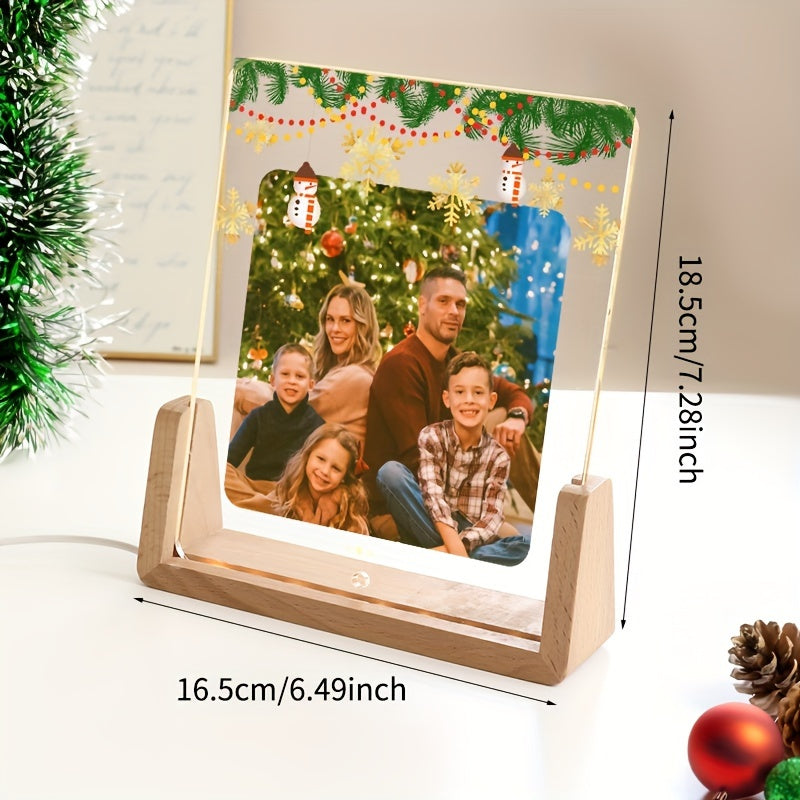 Custom Illuminated Acrylic Christmas Photo Frame for Holiday Decor