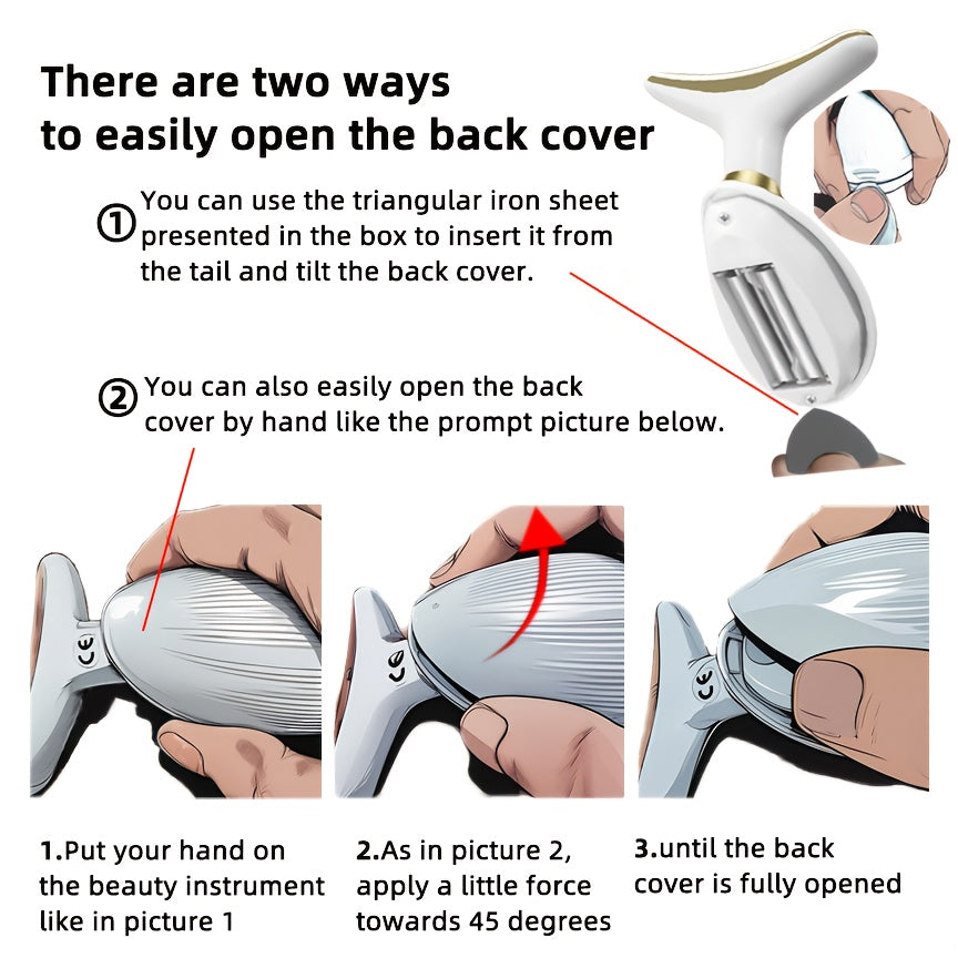 Nourplus Elektron Yuz Massajchisi: 2 AAA batareyadan quvvat oladigan portativ qo'lga olinadigan qurilma.