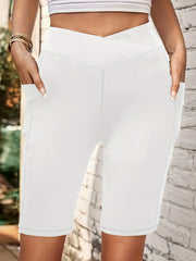 ayollar uchun yuqori belli yoga shortlari tez quriydigan nafas oladigan oq