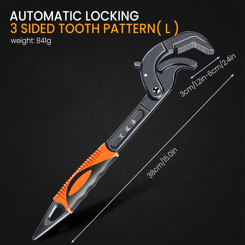 Multifunctional Pipe Pliers with Adjustable Wrench and Automatic Lock for DIY Maintenance