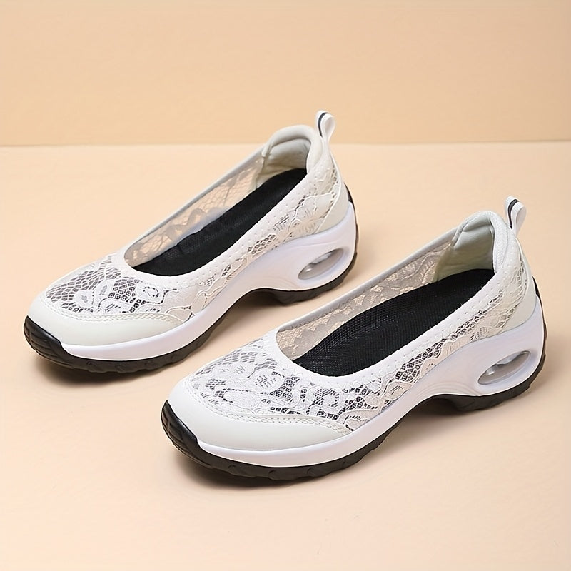 Unisex Breathable Slip-On Hiking Shoes White Non-Slip Rubber Sole