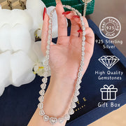 Heart-Shaped Synthetic Gemstone Necklace Sterling Silver No Plating for Women