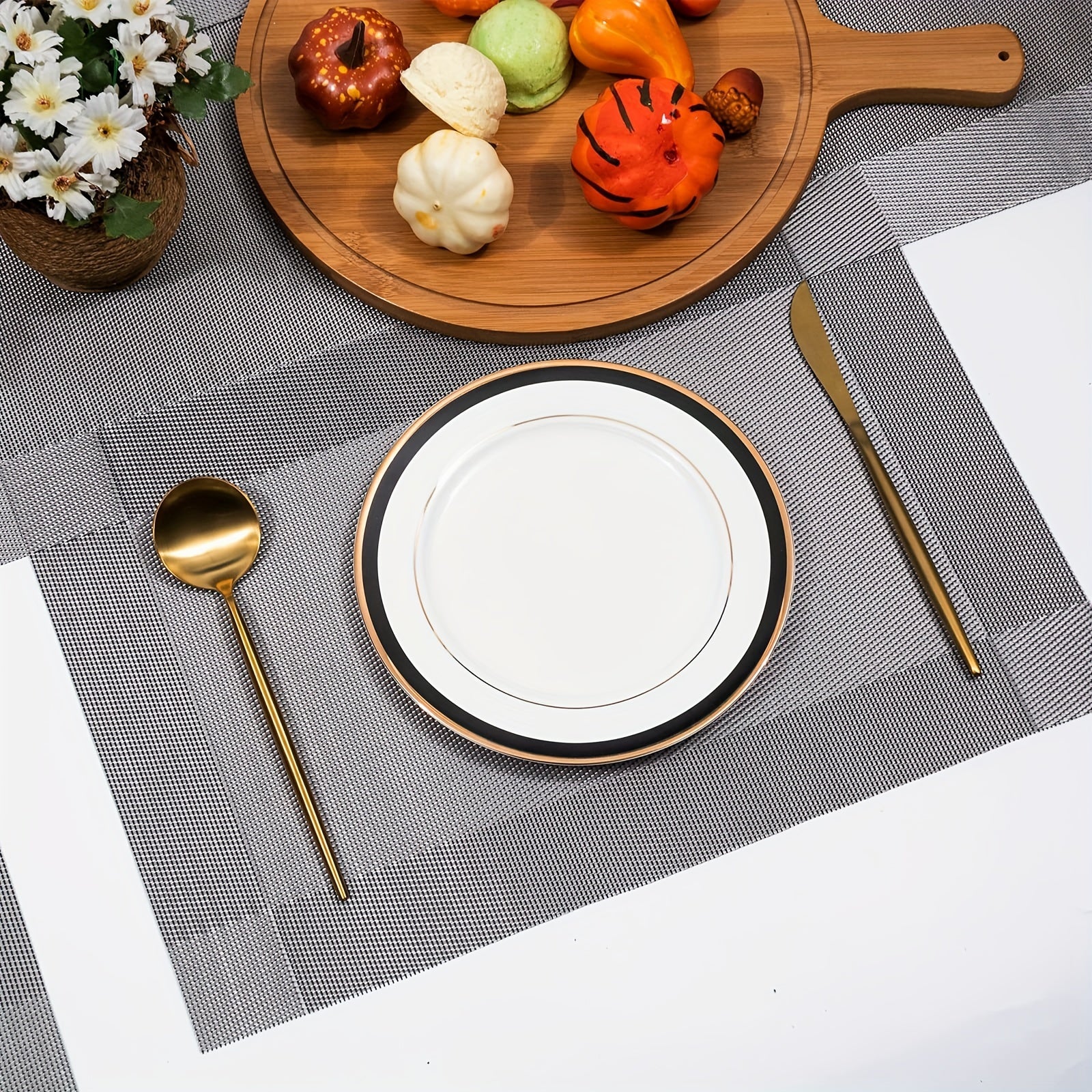 Set of 4, 6, or 8 Cotton Placemats for Dining Table