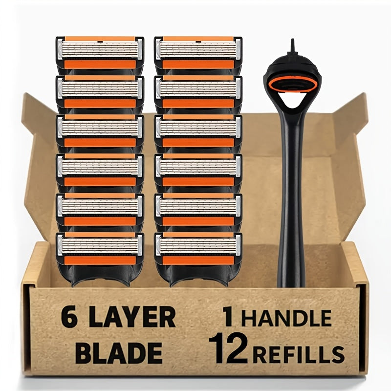 Men's Disposable Razor Set with Metal Blades, 1 Handle and 4, 8, or 12 Blades