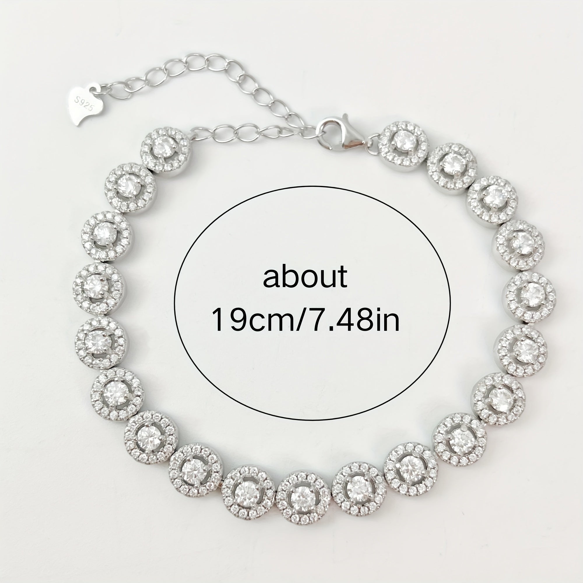 Zamonaviy SEVENMOONS 0.1 karat Moissanite bilaguzuk S925 sterling kumush va platina qoplamasi bilan - Partiyalar, sovg'alar va maxsus tadbirlar uchun mukammal, masalan, Thanksgiving va Halloween, 8.53g, Yubiley