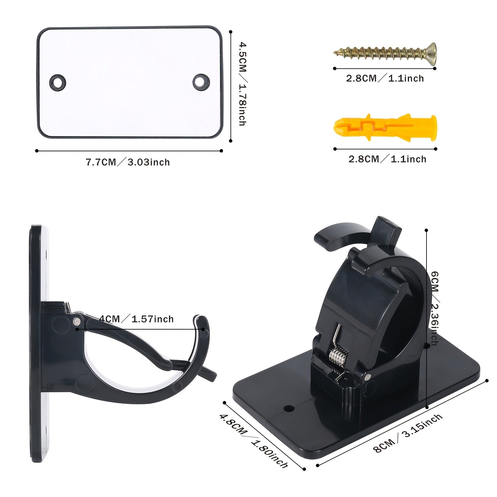 Self-Adhesive Curtain Pole Brackets 40mm Diameter Pack of 4 with Screws