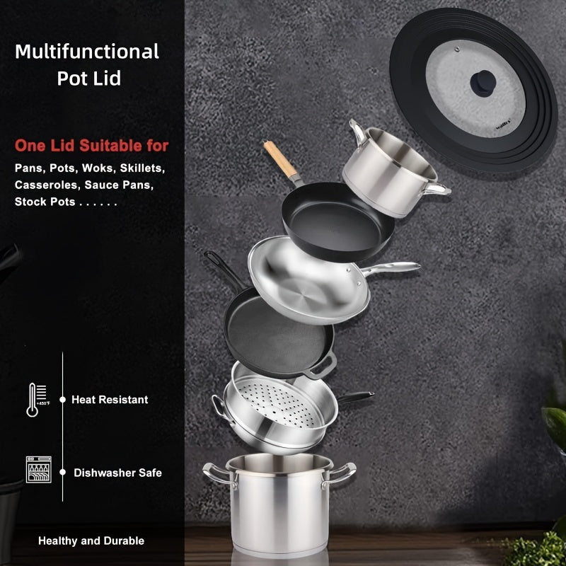 Glass Lid for Pots and Pans with Silicone Rim Dishwasher Safe Multipurpose Cookware Cover