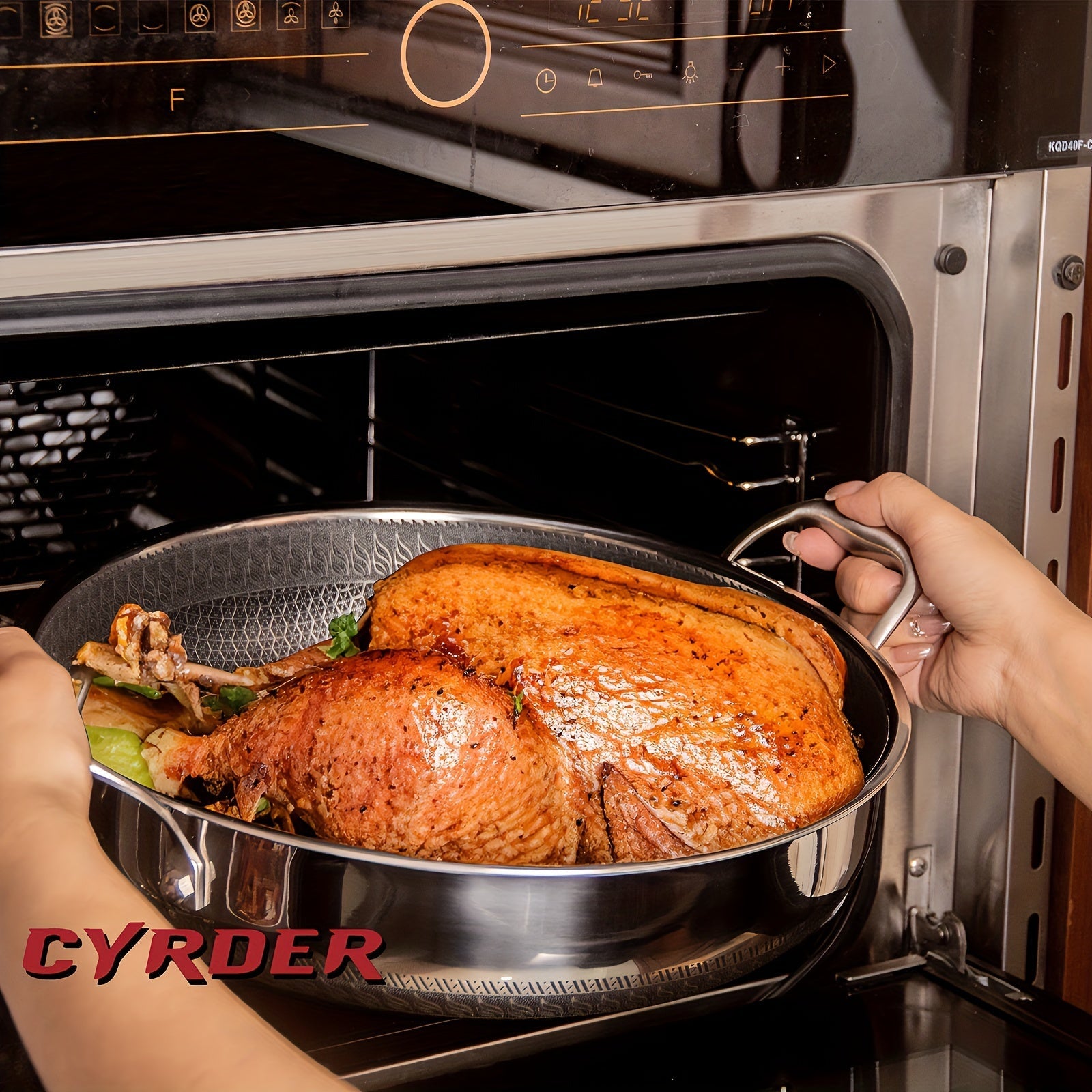 Noxudli po'latdan yasalgan yopishmaydigan qovurish panasi, 13 dyuym diametr, 7.2 kvart sig'im, qopqoq bilan birga, idish-tovoq tozalash mashinasida yuvish mumkin, PFOA-siz, ikki tutqichli - oshxonada qovurish, qovurish, pishirish va qovurish uchun ideal.