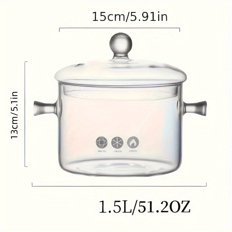 Glass Stockpot Set 3 Sizes 14cm 15cm 16cm Clear Glass Cooking Pot