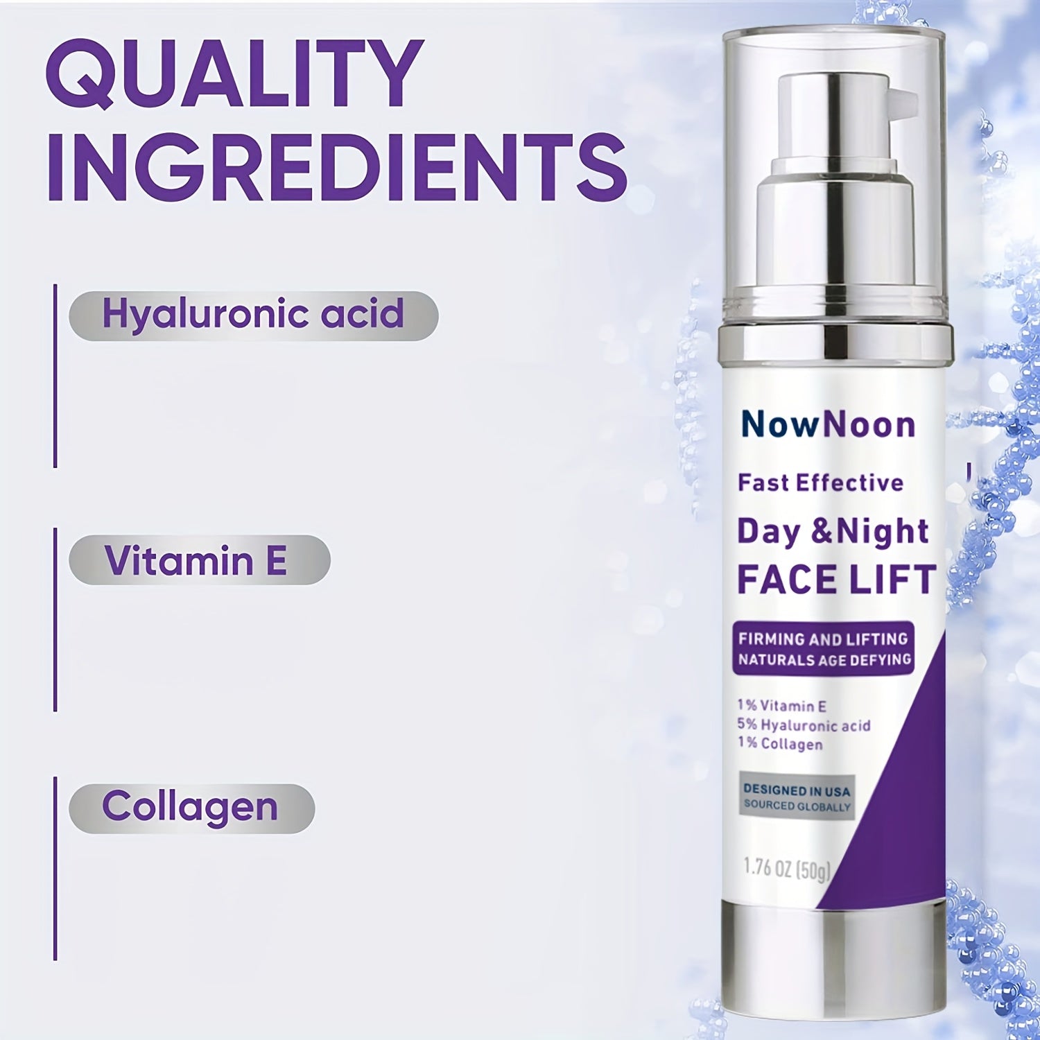 Унисекс крем для лица для взрослых с эффектом лифтинга, гиалуроновая кислота, ретинол, компактный, 1.76 Oz