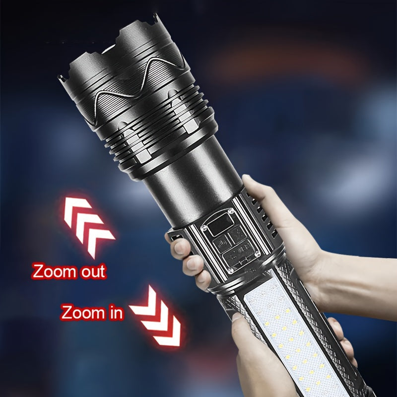 15000mAh Rechargeable LED Flashlight with Long Range Dual Controls for Camping Emergency