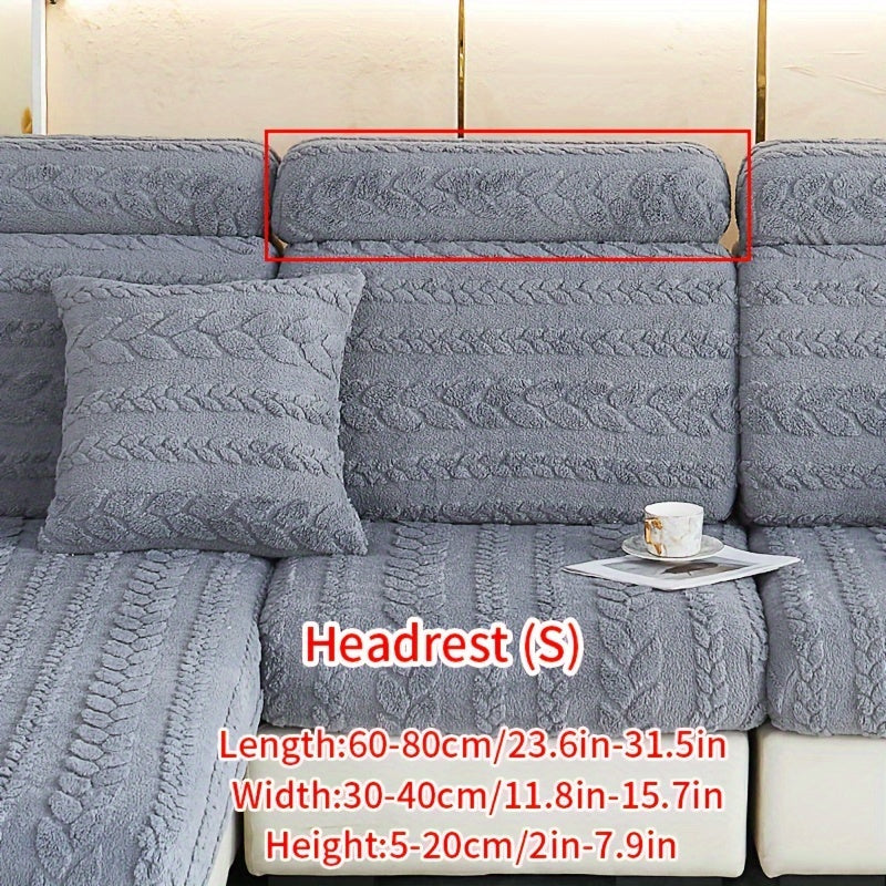 Wheat Sheaf Pattern Plush Sofa Cover Elastic Fit for 1-4 Seater Non-Slip Machine Washable
