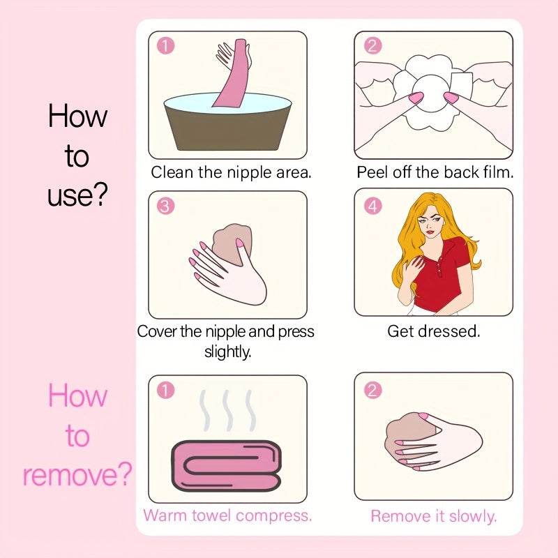 Set of 12 Black Breast Stickers with Pink Girl Design for Nipple Decoration and Body Art