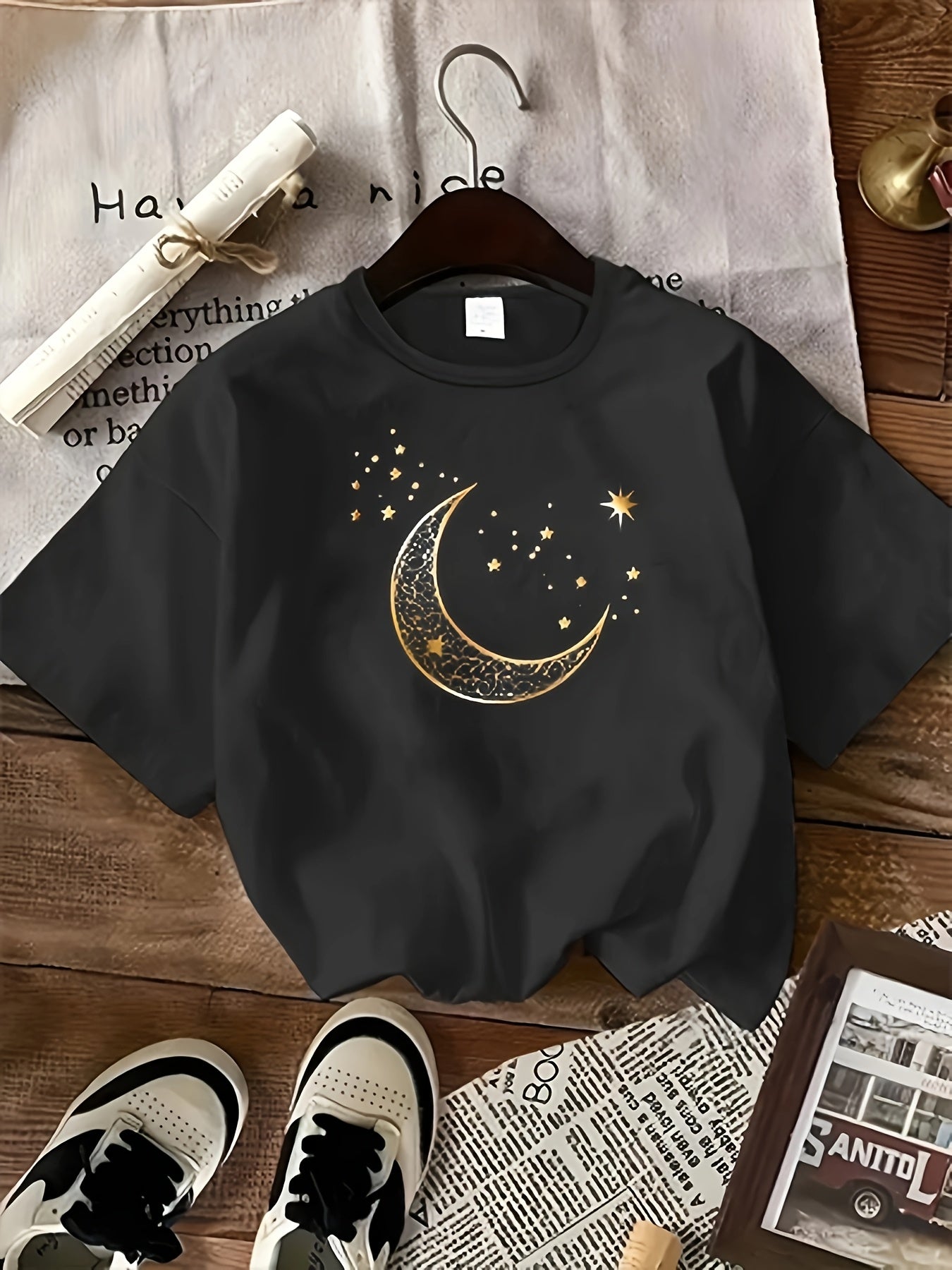 Women's Plus Size Black Short Sleeve T-Shirt Breathable Casual Wear