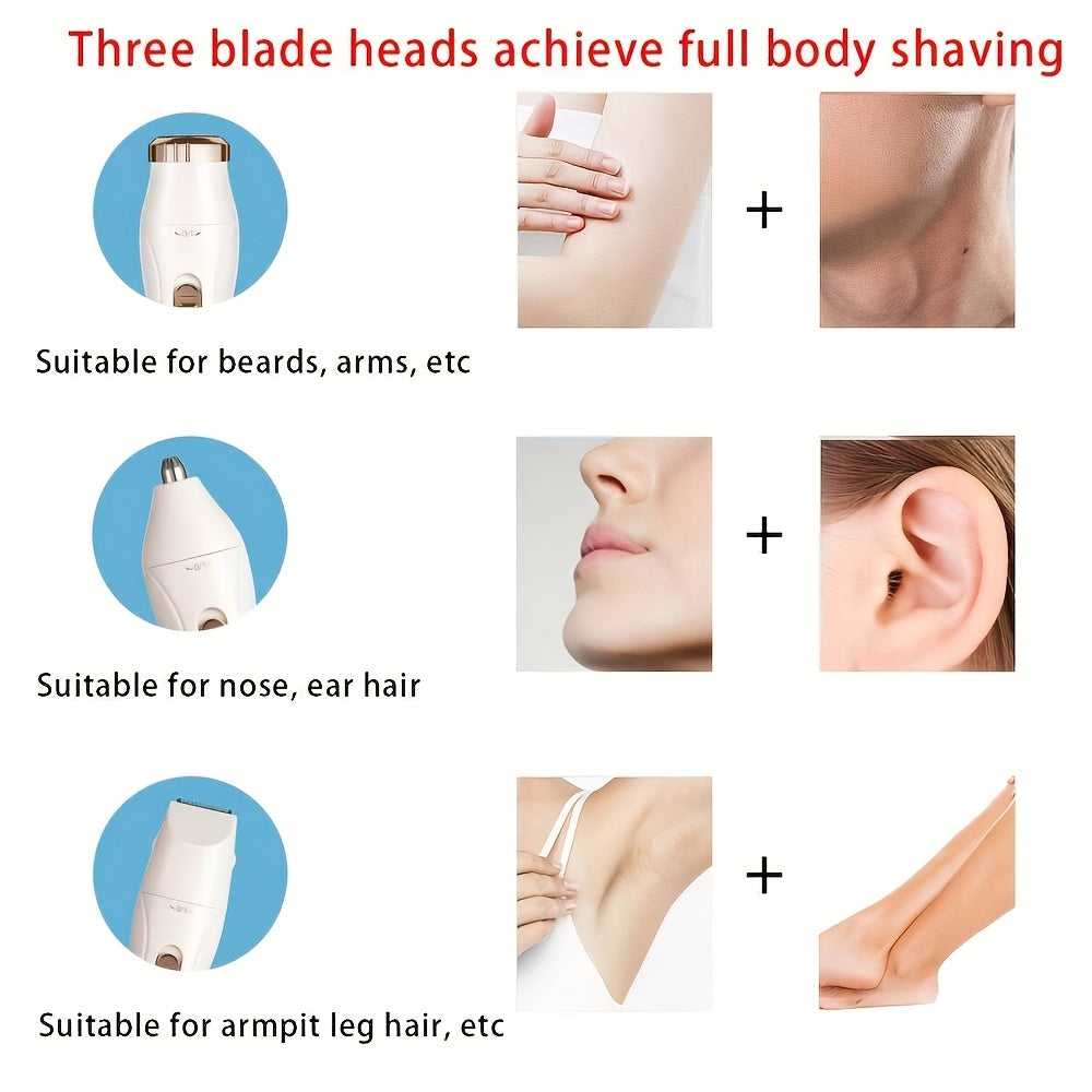 Перезаряжаемая электробритва и триммер для женщин - безболезненно удаляет волосы из подмышек, носа и тела, легко очищается и обладает долгим временем работы от батареи. Идеальный подарок.