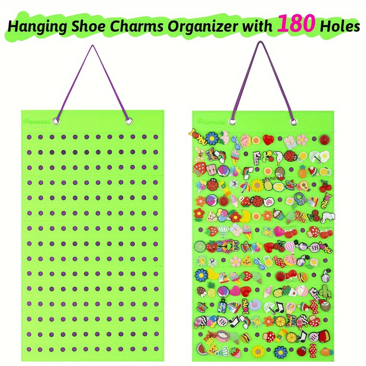 Hanging Shoe Charms Organizer Wall Mount with 180 Holes for Shoe Decorations