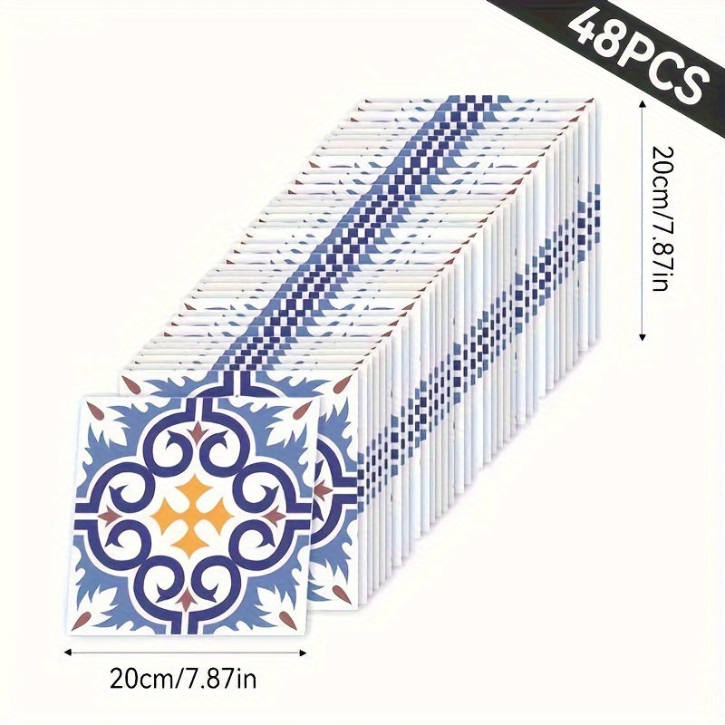 24-48Pcs Marble Self-Adhesive Wall Stickers for Bedroom Bathroom Decor