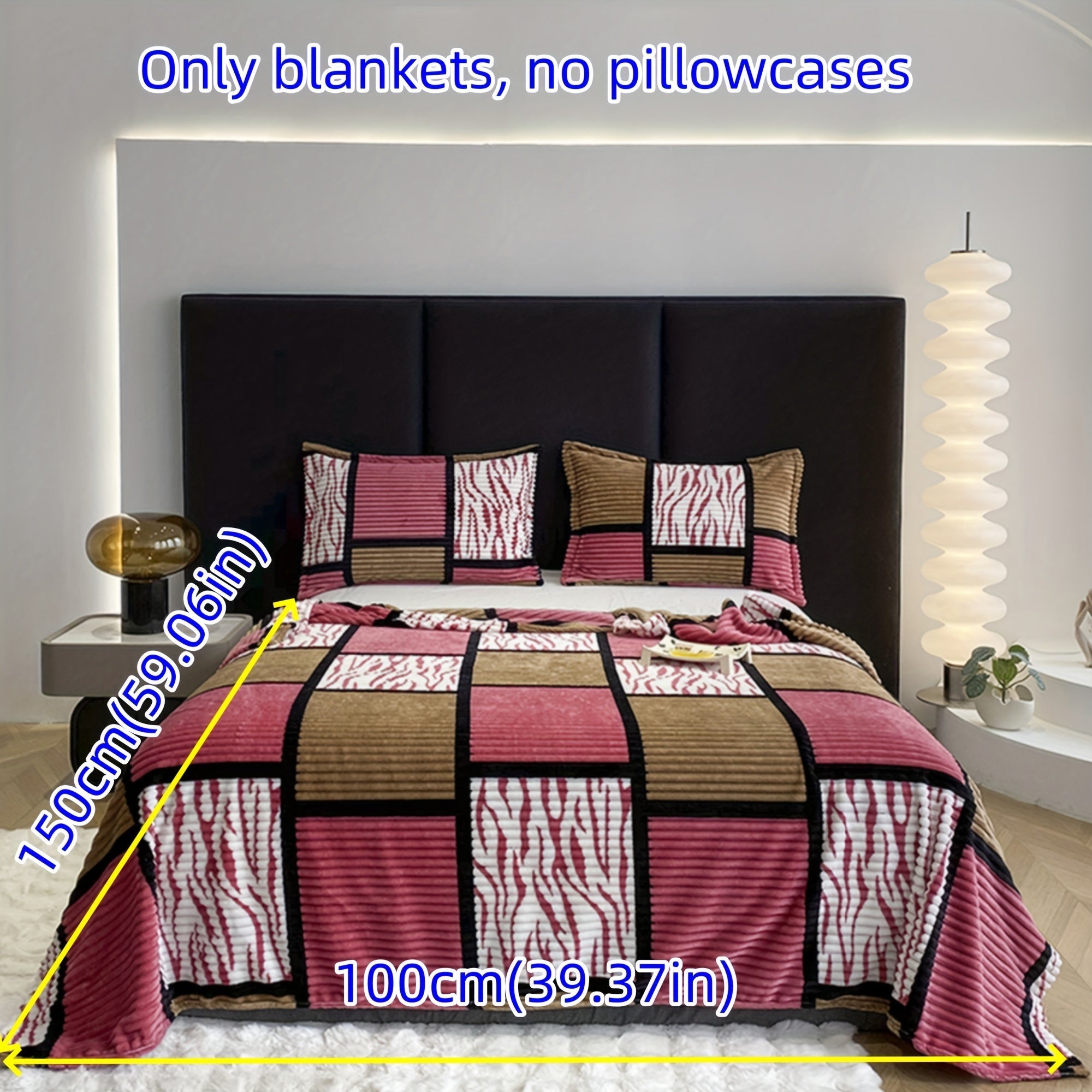 Striped Grid Blanket Lightweight Breathable All-Season Sofa Bed Travel 1 Piece