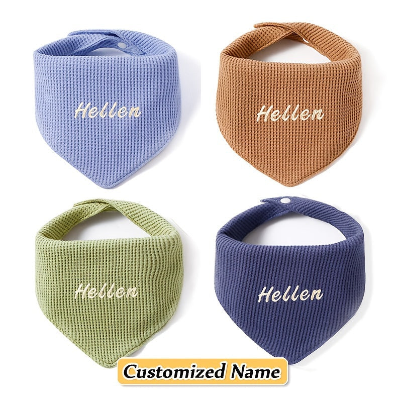 Set of 4 Children's Saliva Towels with Triangle Towel and Adjustable Mouthguard Soft Breathable Natural Material