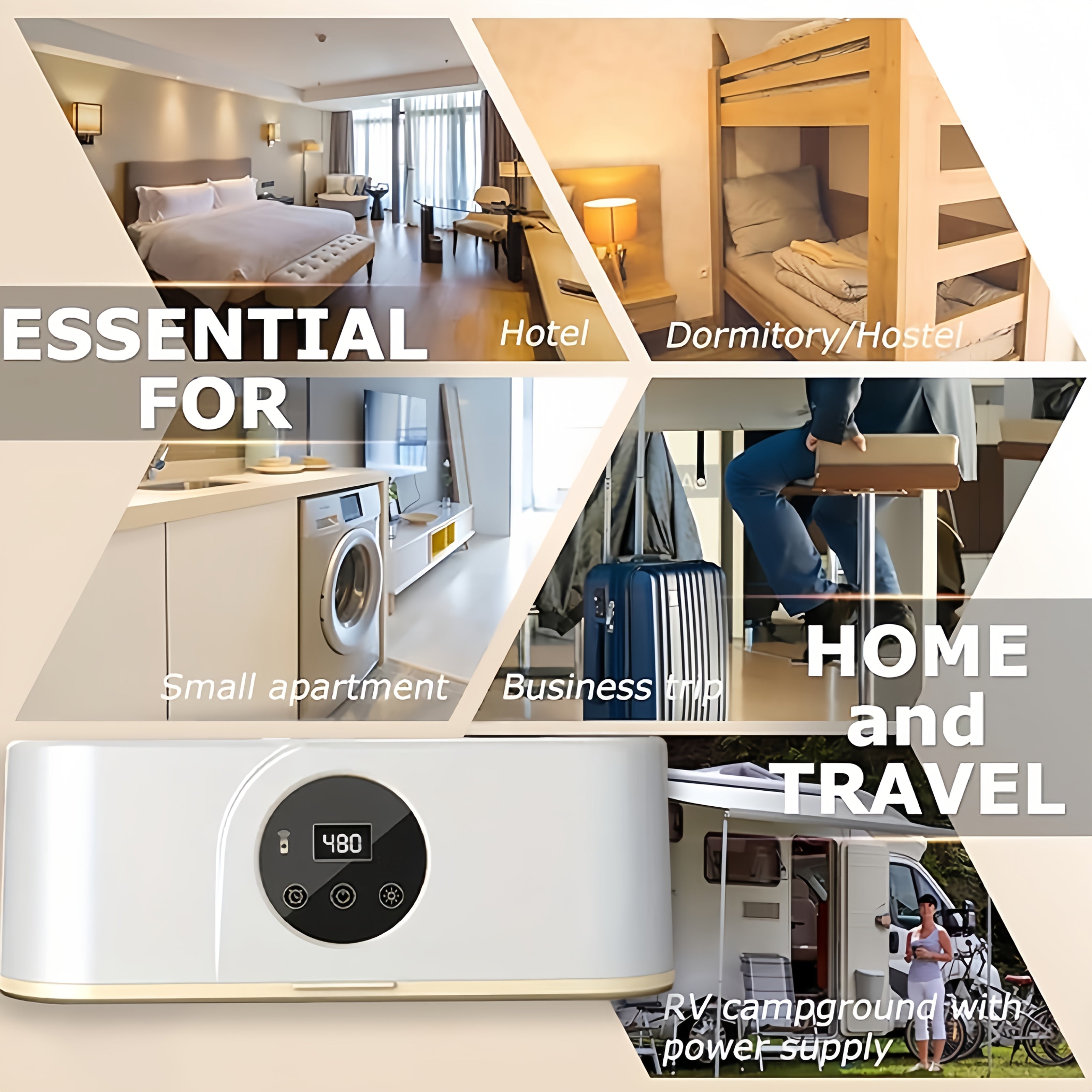 550W Folding Clothes Dryer with Simulated Sunlight Smart Touch Screen Fast Drying Space-Saving