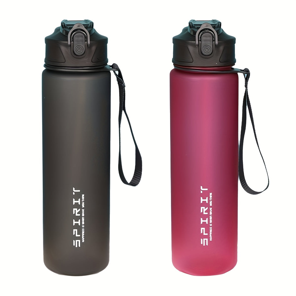 26oz Frosted Sports Water Bottle Leakproof BPA-Free PC with Silicone Straw and Carrying Rope