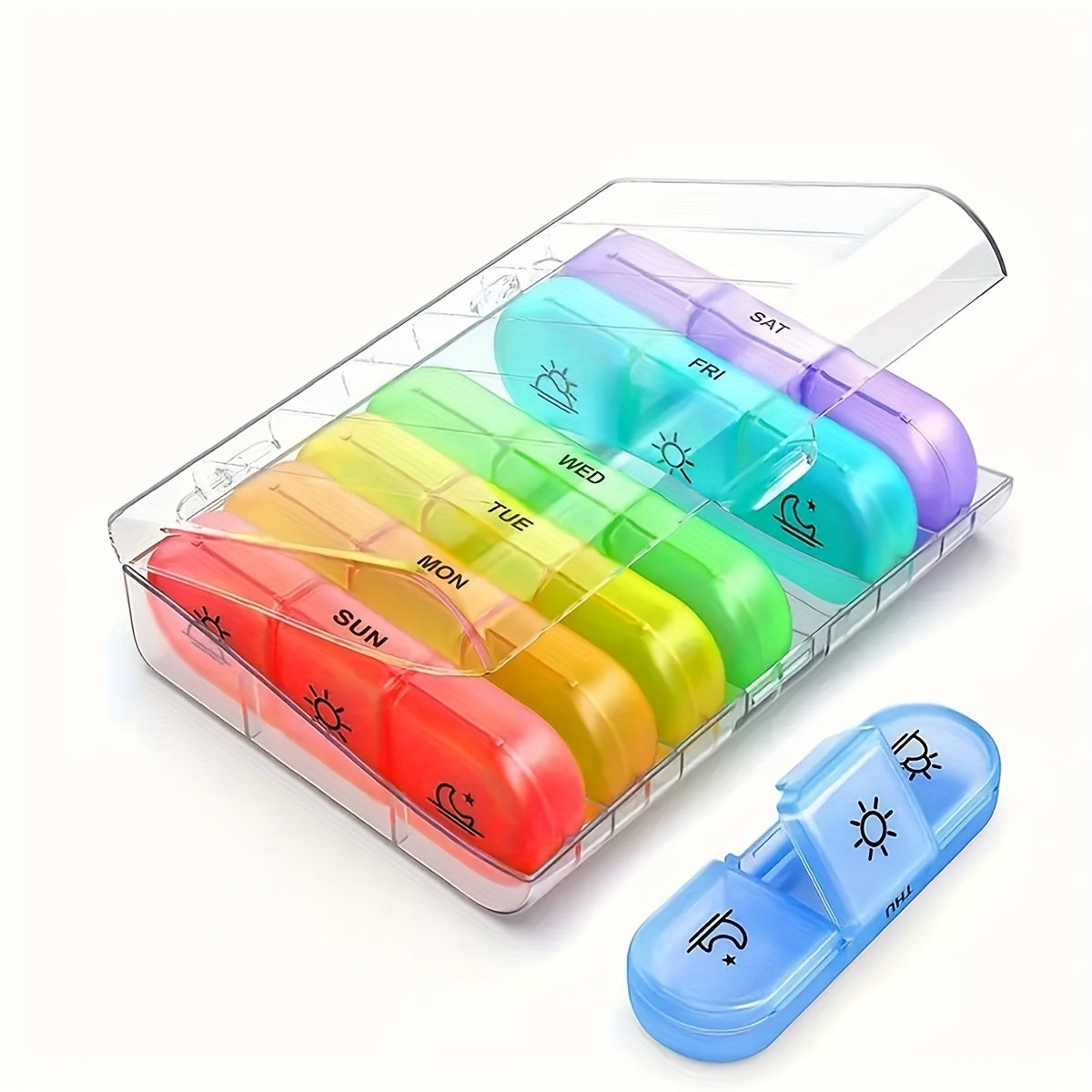 Weekly Pill Organizer 21-Compartment Plastic Medicine Case for Daily Use