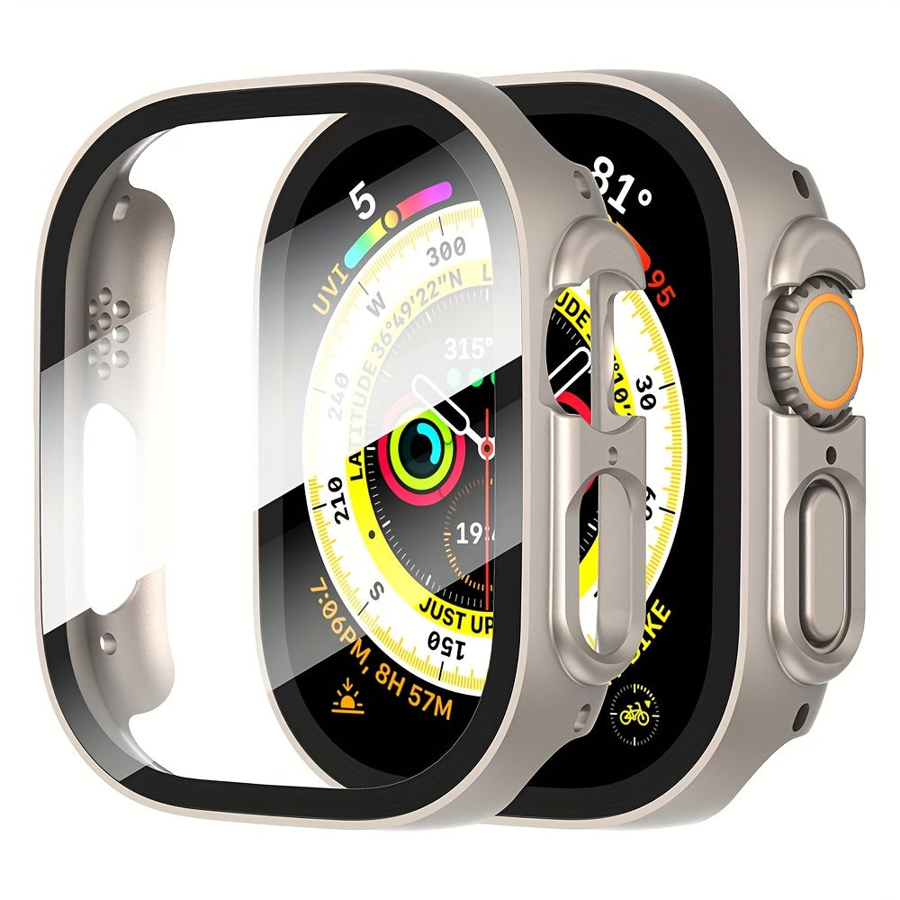 Hard PC Case with Tempered Glass Screen Protector for Apple Watch Series Ultra/10/9/8/7/6/5/4/SE Slim Clear Scratch-Resistant