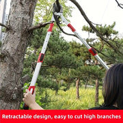 Tijeras de poda de acero aleado extensible con empuñadura ergonómica para ramas gruesas