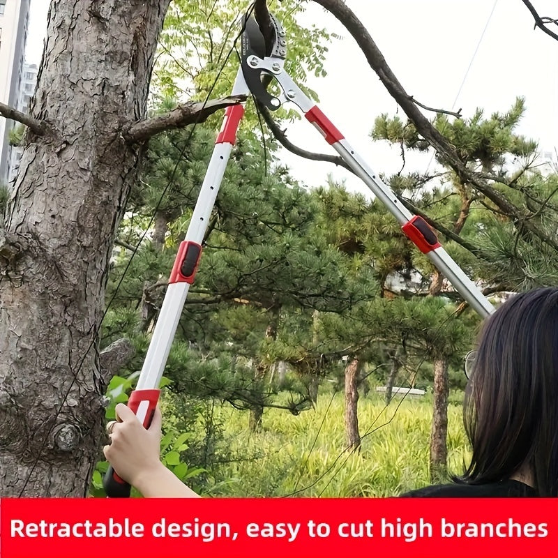 Tijeras de poda de acero aleado extensible con empuñadura ergonómica para ramas gruesas