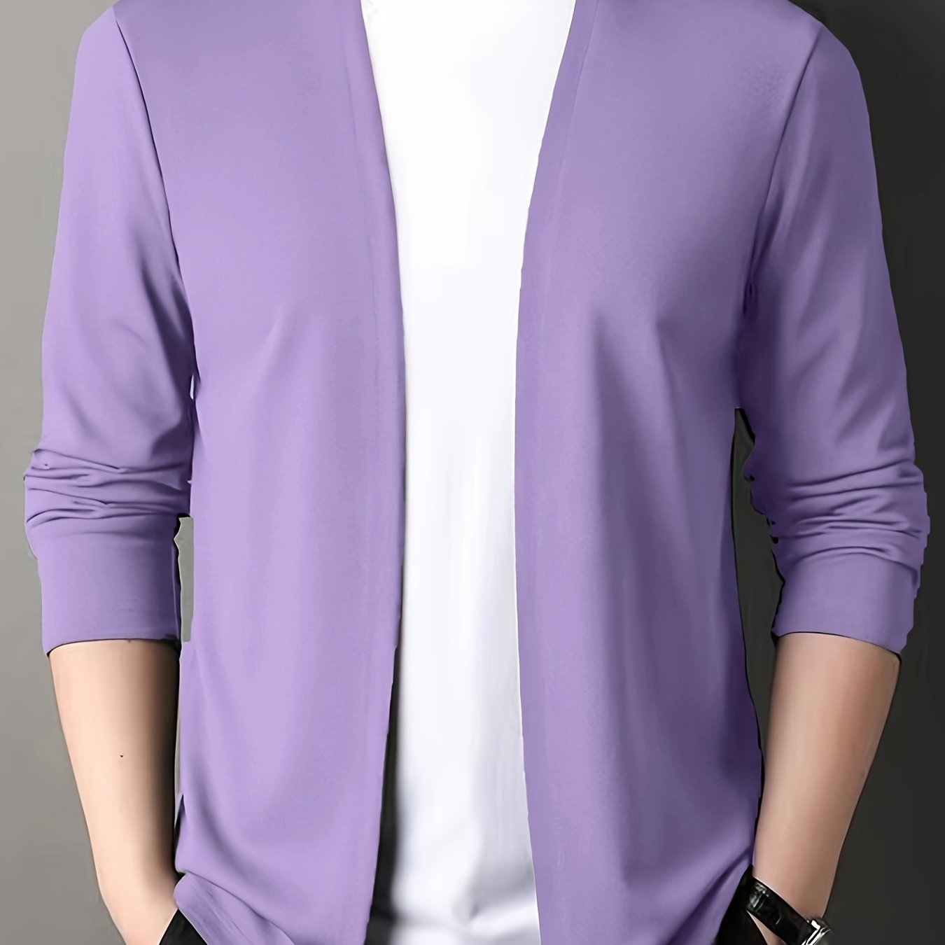 Men's Slim Fit Cardigan Long Sleeve Solid Knit Casual Autumn Spring Polyester