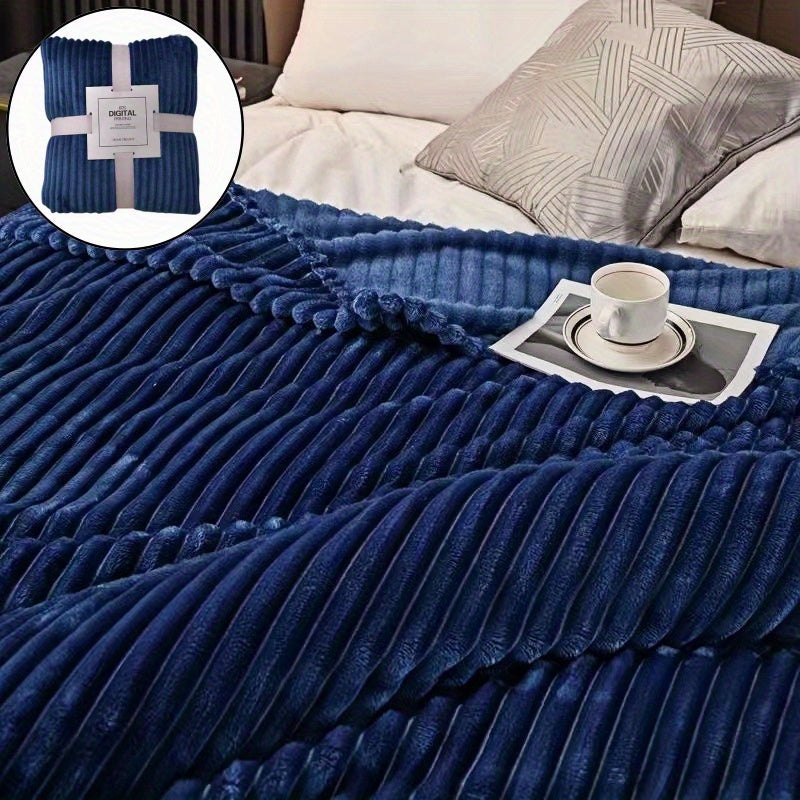 Faux Wool Throw Blanket Plush Warm Coral Fleece Plaid for Bed Couch