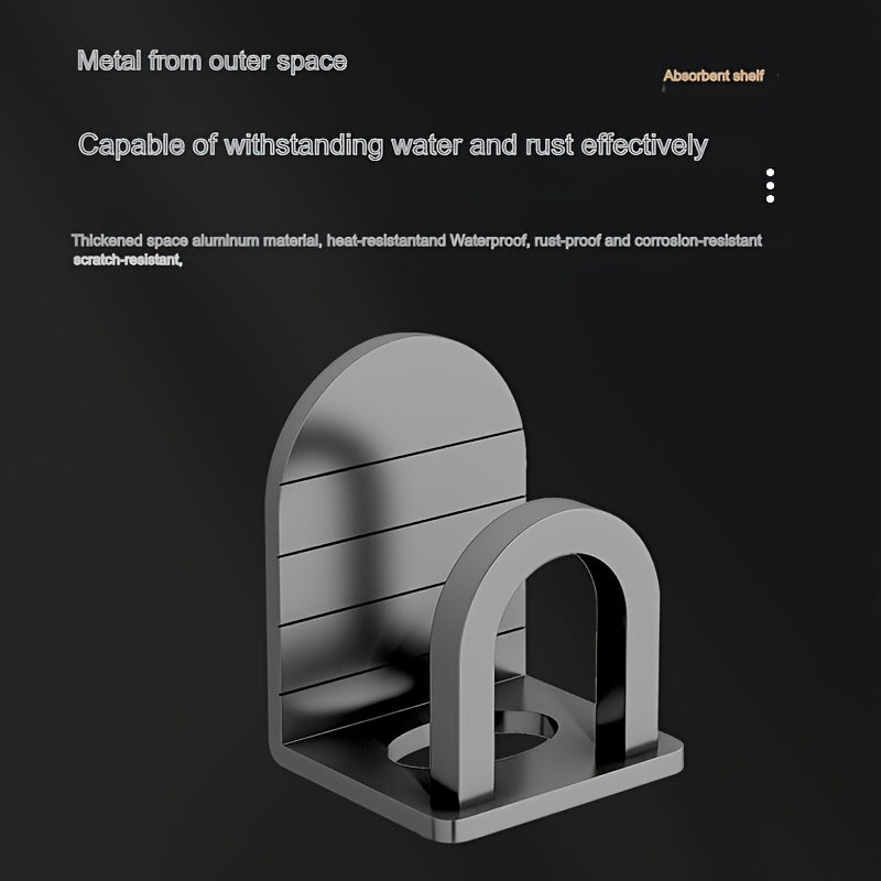 No-Drill Kitchen Wall Rack Set of 2 Space Aluminum Sink Organizer with Steel Ball Drainage