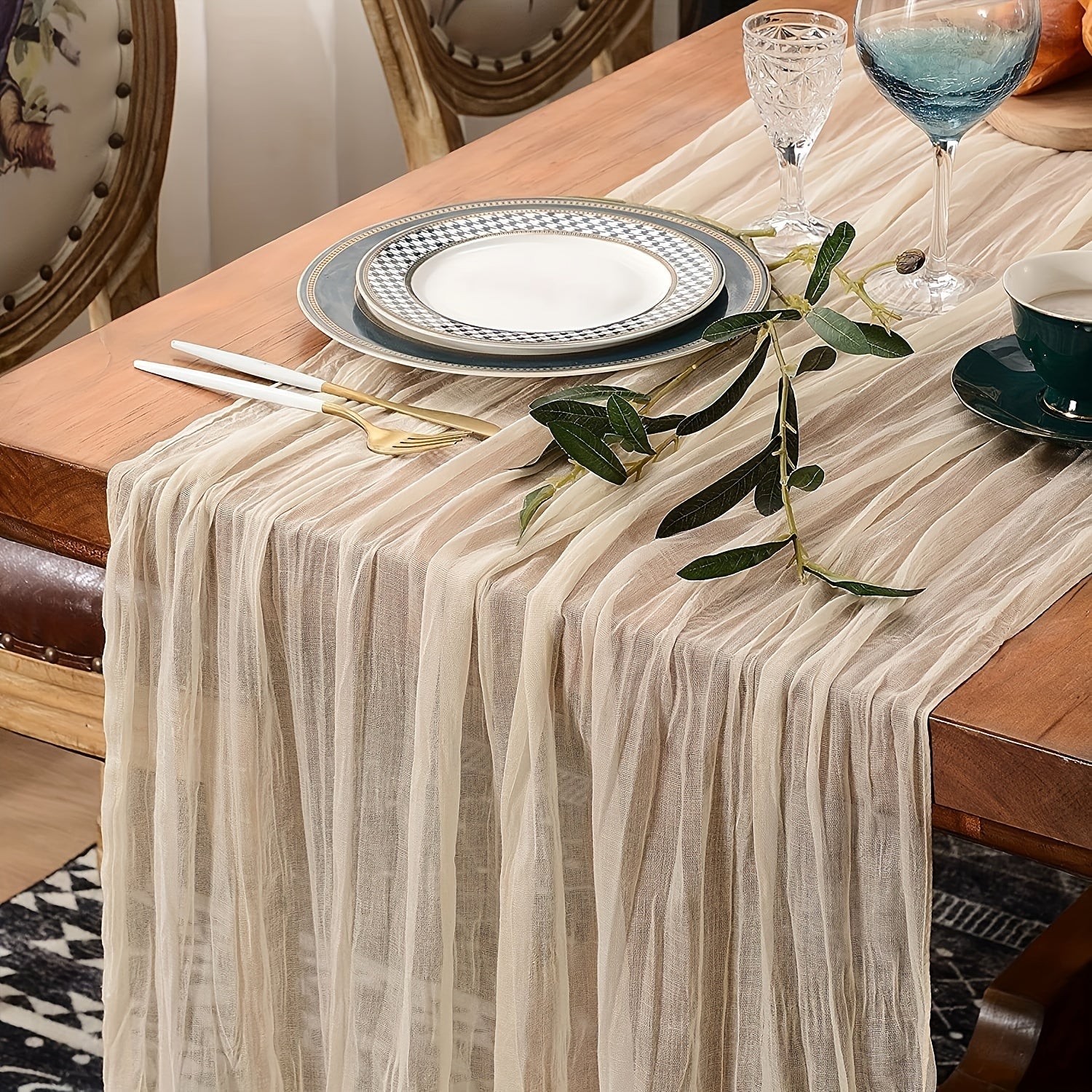 Wrinkled Cheesecloth Table Runner Bohemian Chic Wedding Party Decor