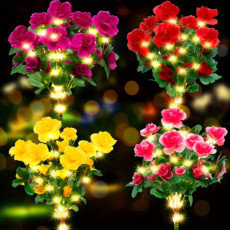 Solar-Powered Azalea Flower Lights with 21 Warm LED Blooms for Outdoor Garden Decoration