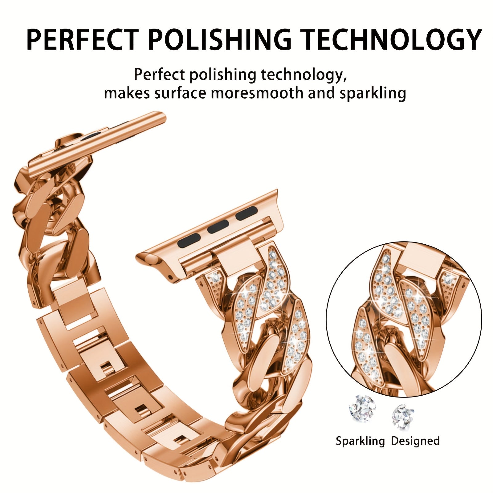 Цепочка-ковбой из нержавеющей стали в стиле Diamond Cowboy для ремешка Apple Watch Series 1-9 Ultra