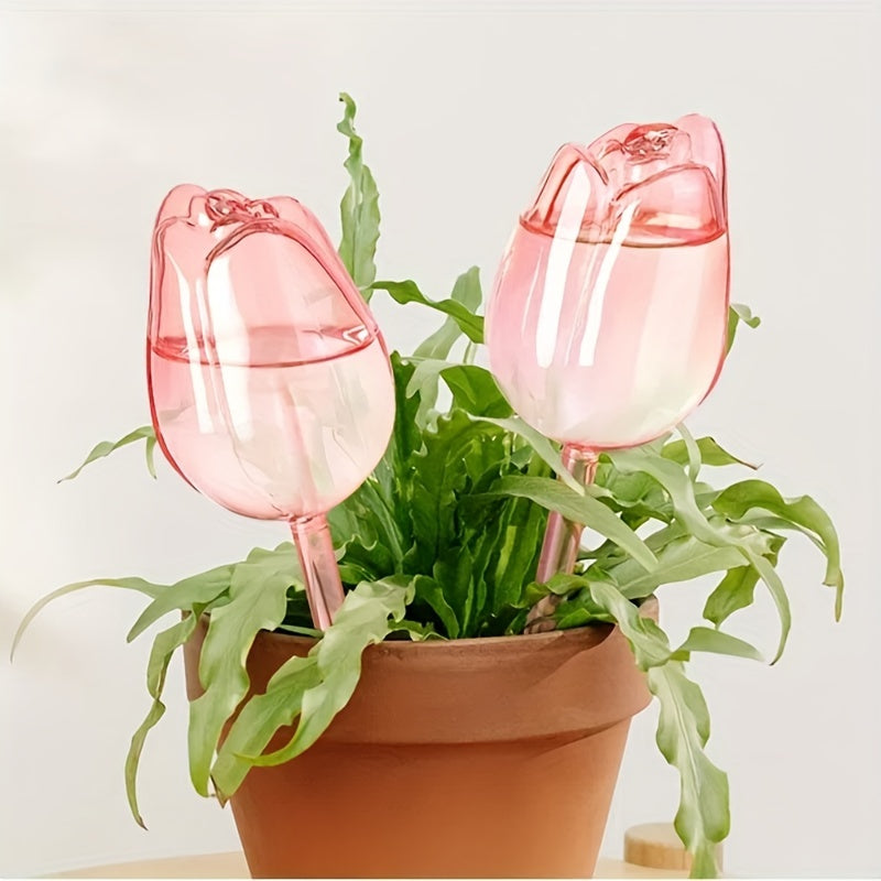 Pink Tulip Plastic Plant Watering Balls Set of 2 or 4 for Indoor Outdoor Use