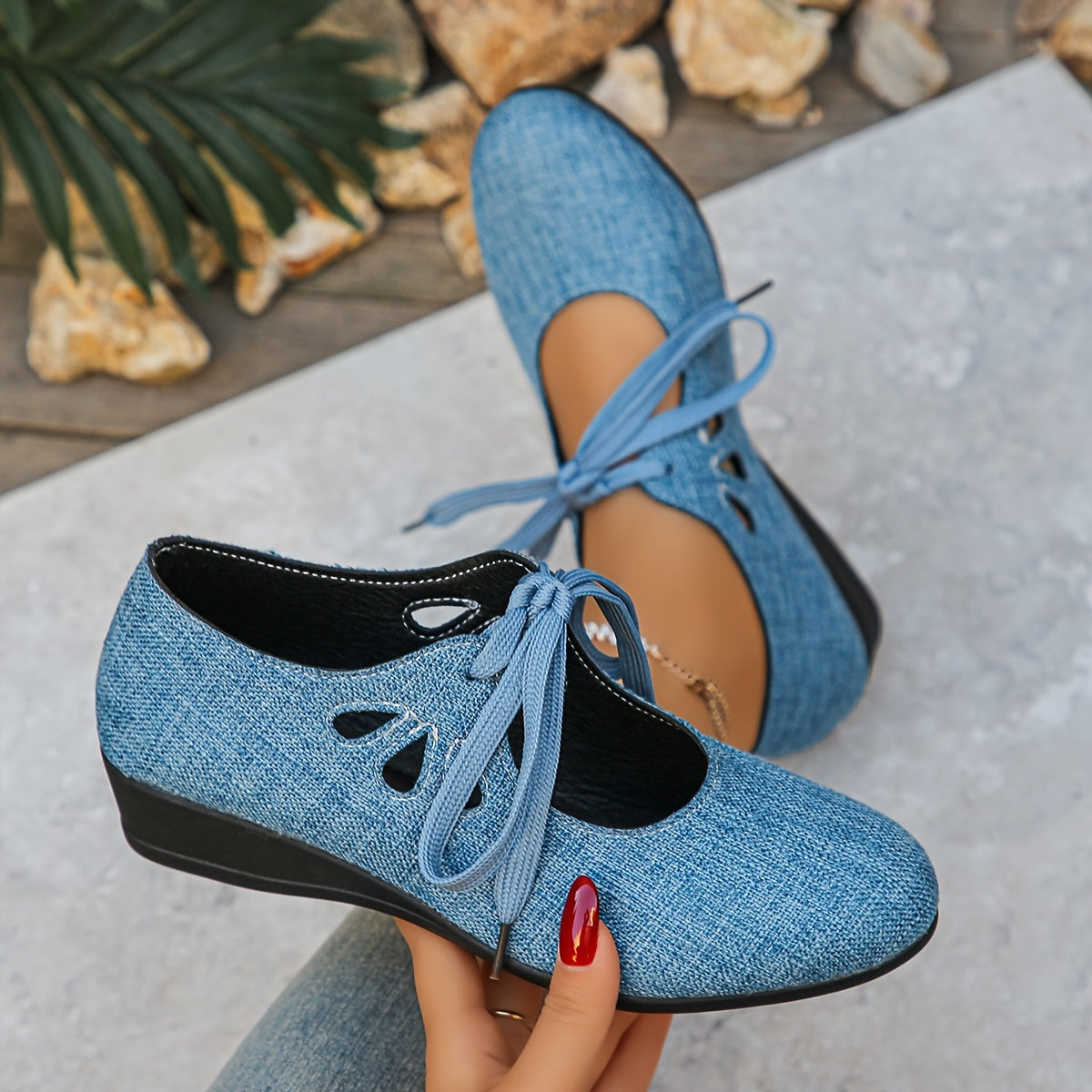 Women's Mary Jane Flats Solid Color Fabric Pointed Toe Slip-Resistant Shoes