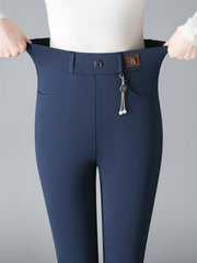 Women's Black High-Waist Stretchy Pencil Leggings Slim Fit Elastic Waist Plus Size