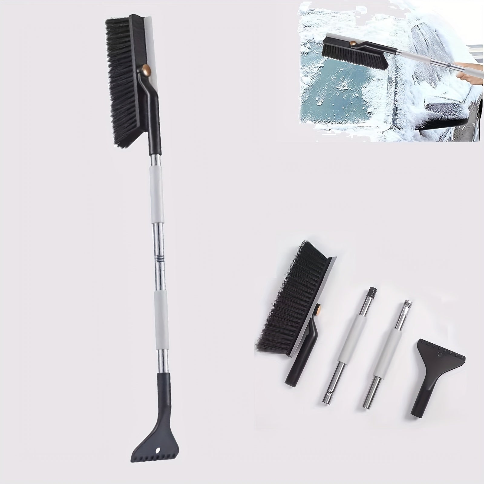 Avtomobil uchun qor choʻpigi, muz qirqish, teleskop tutqichi, 360° aylanadigan sochli qoplam