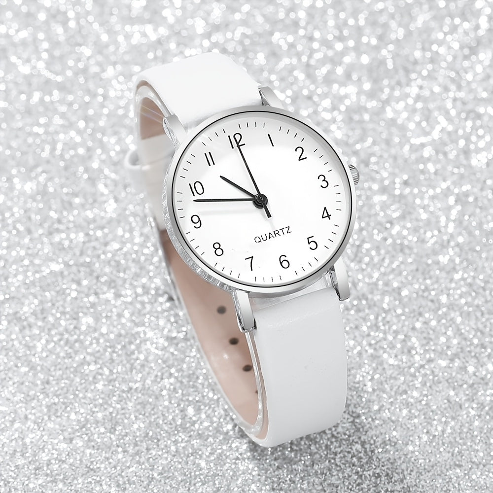 Set of 2 Women's Quartz Watches with PU Leather Straps and Zinc Alloy Dials