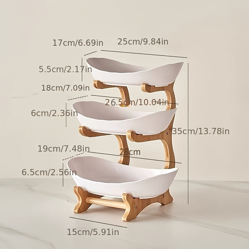 Soporte de fruta de estilo escandinavo de 2/3 niveles con cuenco de doble capa para uso doméstico