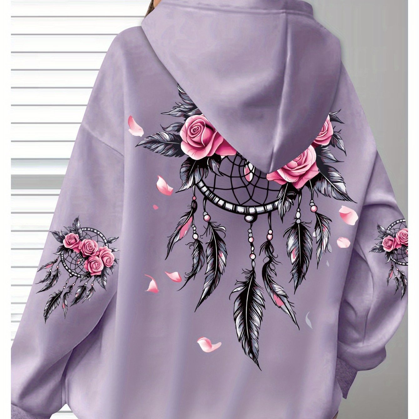 Women's Oversized Hoodie with Floral Turtle Graphic Long Sleeve Sweatshirt in Pink