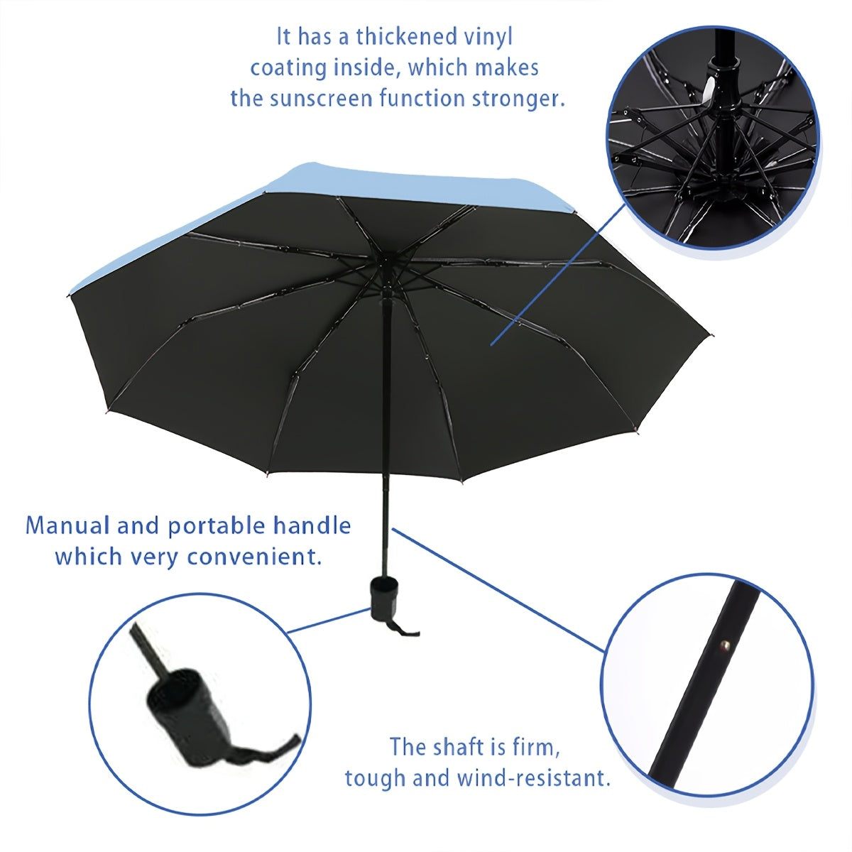 Large Foldable Manual Umbrella for Sun and Rain Protection Men Women Casual Minimalist